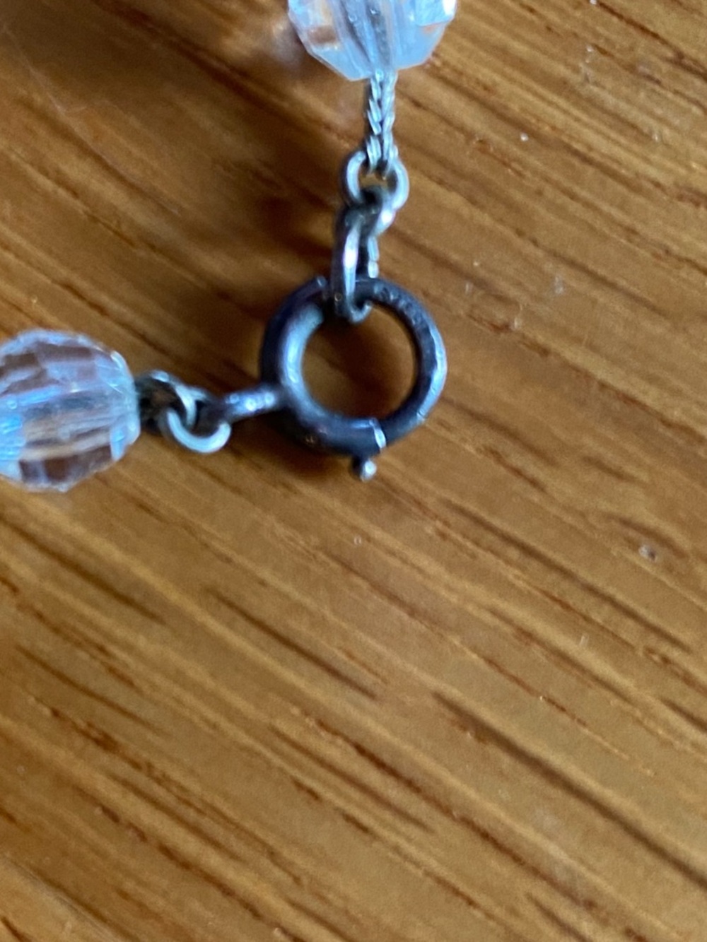 Vintage Faceted Rock Crystal Heavy Mid century with sterling chain/clasp - Picture 7 of 7